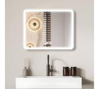 Bayt Miroir LED Salle de Bain 58 x 46 cm, Miroir de Salle de Bain avec Éclairage, 3 Modes de Lumière, Antibuée, Miroir Mural