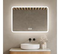 Bayt Miroir LED Salle de Bain Antibuée 75x52 cm - Grand Modèle Mural Lumineux 3 Modes | Éclairage Rectangulaire Maquillage, Rasage, Dressing, Miroir Coiffeuse Vanity Choc