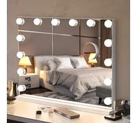 Bayt Miroir Maquillage Hollywood avec Éclairage 50x40 cm - Miroir LED Dimmable avec Grossissement 10x - Blanc