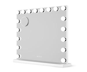 Bayt Miroir Maquillage Hollywood avec Éclairage 80x60 cm - Miroir LED Dimmable avec Grossissement 10x - Blanc