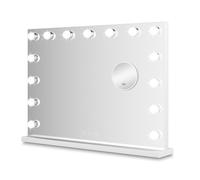 Bayt Miroir Maquillage Hollywood LED, 58 x 46 cm - Miroir Coiffeuse Lumineux avec 18 Ampoules Dimmables | 3 Couleurs de Lumière, Écran Tactile & Miroir Grossissant 10x, Blanc