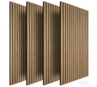 Bayt Panneaux Acoustiques Muraux - Panneau Mural Bois - Mur à Lattes - Isolation Phonique - Lot de 4 - 60 x 120 cm - 2,88 m² - Chêne