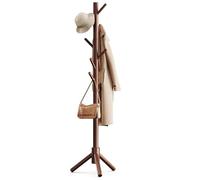 Bayt Porte Manteau sur Pied Bois 175 cm avec 8 Crochets - Porte Manteau Perroquet Marron pour Entrée, Chambre et Bureau | Vestiaire d’Entrée Solide et Moderne pour Vestes et Chapeaux