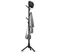 Bayt Porte Manteau sur Pied Bois 175 cm avec 8 Crochets - Porte Manteau Perroquet Noir pour Entrée, Chambre et Bureau | Vestiaire d’Entrée Solide et Moderne pour Vestes et Chapeaux