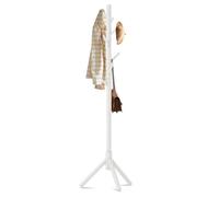 Bayt Porte Manteau sur Pied Bois, 8 Crochets, 3 Hauteurs, 175 cm, Blanc | Vestiaire d'entrée et valet de chambre, patères de 12 cm, largeur 47 cm, pour couloir, chambre ou bureau