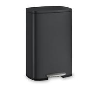 Bayt Poubelle 30L Noire à Pédale, Soft-Close, Bac Amovible, Acier Inoxydable, Cuisine Bureau