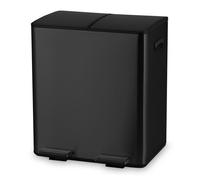 Bayt Poubelle 60L 2x30L - Poubelle à Pédale - 2 Compartiments - Tri des Déchets - Inox - Noir
