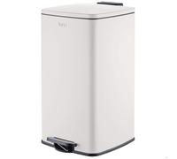 BAYT Poubelle 60L - Poubelle à Pédale en Acier Inoxydable - Grande Capacité 60 Litres - Seau à Déchets pour Cuisine - Blanc Crème