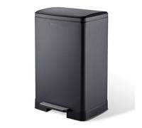 Bayt Poubelle à pédale 60 L inox, seau intérieur amovible, noir