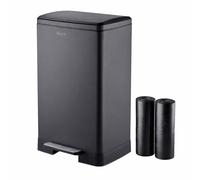 Bayt Poubelle Cuisine 60 Litres à Pédale - Grande Poubelle de Cuisine Haute en Acier Noir | Poubelle 60L avec Fermeture Anti-Odeur & Seau Intérieur Amovible | 2 Rouleaux de Sac Poubelle Inclus