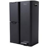 Bayt Poubelle Cuisine 60 Litres - Poubelle Tri Selectif Cuisine Pédale 60L | De Tri Déchets et Recyclage 3 Compartiments | Bac De Tri Inox Anti Odeur | Poubelles a Pedale 3 Bac Chambre - Noir