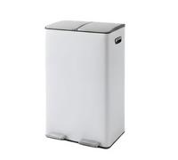 Bayt Poubelle Cuisine 60L 2x30L, Tri Sélectif à Pédales en Acier Inoxydable Blanc