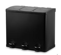 Bayt Poubelle Cuisine 60L 3x20L - Tri Sélectif avec Pédales - Inox Noir - Compartiments Séparés et Anti-Odeurs