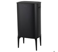 Bayt Poubelle Cuisine Touch 53L Noir, Inox, Pieds Surélevés, Compatible Sacs 60L