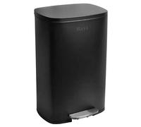Bayt Poubelle de cuisine 50 L à pédale, inox, fermeture douce, noire | Seau intérieur amovible, surface anti-traces, base antidérapante, format rectangulaire pour angle ou mur