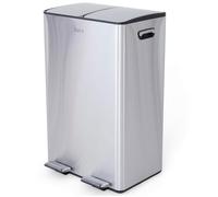Bayt Poubelle Tri Sélectif 60L, 2x30L, Acier Inoxydable, Pédale Mains Libres, Argent