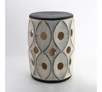 BAYTEWJX Tabouret en Céramique avec Détails Ajourés,Tabouret de Jardin Décoratif en Céramique,pour Salons Chambres Terrasses et Salles de Bain.(Nero)