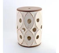 BAYTEWJX Tabouret en Céramique avec Détails Ajourés,Tabouret de Jardin Décoratif en Céramique,pour Salons Chambres Terrasses et Salles de Bain.(Brown)