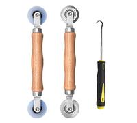BAYTORY Lot de 3 Outils Pour Ecran de Fenêtre Avec Poignée en Bois et Roues à Roulement en Acier/Nylon, Kit de Réparation de Porte Moustiquaire Facile à Utiliser