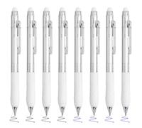 BAYTORY Lot de 8 Stylos à Encre Gel Effaçable à Pointe Fine de 0,5 mm, Rétractable, Ecriture Lisse, Confortable à Utiliser Pour Prendre Des Notes, Planifier, Mots Croisés (Blanc)