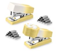 BAYTORY Mini Agrafeuse Mignonne, Petite Agrafeuse Portable avec 800 Agrafes 24/6, Lot de 2 Agrafeuses à Dégradé de Couleurs, Agrafeuse de Bureau pour Fournitures Scolaires et de Bureau (Jaune)