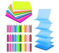 BAYTORY Notes Adhésives Transparentes pop papier up, 400 feuilles 3x3 pouces et 3 étiquettes adhésives transparentes, 8 carnets de couleurs vives avec distributeur (Blanc)