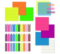 BAYTORY Notes autocollantes transparentes lignées, 350 feuilles de 3x3 pouces avec lignes et 3 onglets autocollants transparents, 7 blocs de couleurs vives assortis et les écritures d'index (Doublé)
