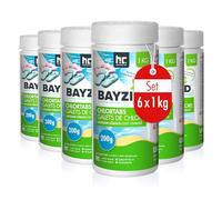 Bayzid Galets de Chlore Lent 6 x 1 kg - Traitement Piscine et Bassin | Haute Teneur en Chlore (200 g) - Désinfection Longue Durée - Eau Claire et Saine - Dissolution Lente et Régulière