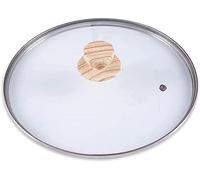 BAZAC Couvercle de casserole de rechange en verre transparent avec poignée en bois pour wok 24 cm