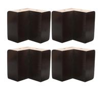 BAZEITFLOW 4 Pièces Pied de Meuble Taille 9,5x9,5x9,5 Cm Forme en L en Bois Massif Marron Support Stable et Robuste Style Scandinave Naturel pour Lits et Armoires