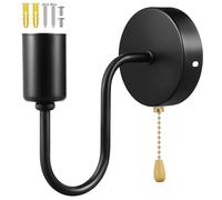 BAZEITFLOW Applique Murale Douille E26 Vintage en Fer Noir Interrupteur à Chaînette et Design Mural Élégant pour Balcon et Maison de Campagne