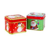 BAZEITFLOW Boîtes de Rangement de Noël en Fer-blanc Étanches 2 Pièces - Coffret Présent Festif pour Friandises et Boîtes Présents de Noël Couleur Aléatoire