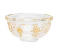 BAZEITFLOW Bol D'offrande Motifs Auspices Sculptés Bouddhiste en Cristal Or Fond Épais Poli, Pratique et Anti-âge, pour Autel Bouddhiste et Offrandes Rituelles