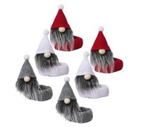 BAZEITFLOW Ensemble de 6 Housses de Bouteilles de Vin Décoratives Gnomes de Noël en Tissu Léger pour Fêtes d'hiver Décoration Festive de Table Bouchons de Bouteille Originaux pour