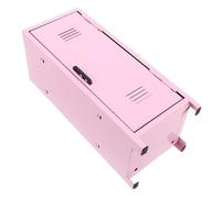 BAZEITFLOW Petit Casier Métallique Rose Verrouillable pour Maquillage Organisateur de Bureau Compact Multi-Niveaux Armoire de Rangement Solide en Métal Trousse à Cosmétiques Miniature