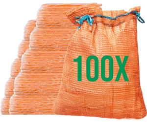 Bazko 100 sacs raschel 50x80cm 30kg | orange | Sacs en filet avec cordon de serrage Sacs à pommes de terre Sacs à oignons Bois de chauffage Sacs à bois de chauffage