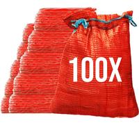 Bazko 100 sacs raschel 50x80cm 30kg | rouge | Sacs en filet avec cordon de serrage Sacs à pommes de terre Sacs à oignons Bois de chauffage Sacs à bois de chauffage