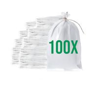 Bazko Lot de 100 sacs de sable pour inondations - Sac en tissu PP - 60 x 100 cm - Protection contre l'eau - Blanc - Sac de jardin avec fil à nouer pour une fermeture confortable et sûre - Indéchirable