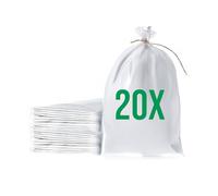 Bazko Lot de 20 Sacs à Gravats | Sac Tissé en PP 40x60 cm | Blanc | Sac de Jardin avec Cordelette de Fermeture | Sacs de Sable Anti-Inondation à Remplir | Résistant à la Déchirure