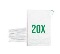 Bazko Lot de 20 Sacs à Gravats | Sac Tissé en PP 50x80 cm | Blanc | Sac de Jardin avec Cordon de Serrage | Sacs de Sable Anti-Inondation à Remplir | Résistant à la Déchirure