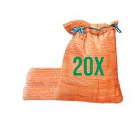 Bazko Lot de 20 Sacs Raschel 35x50 cm 5 kg Orange Sacs en Maille avec Cordon de Serrage Sac à Pommes de Terre Sacs à Oignons Sac en Maille pour Bois de Chauffage Sac pour Bois de Cheminée Réutilisable