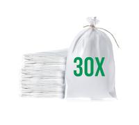 Bazko Lot de 30 Sacs à Gravats | Sac Tissé en PP 50x80 cm | Blanc | Sac de Jardin avec Cordelette de Fermeture | Sacs de Sable Anti-Inondation à Remplir | Résistant à la Déchirure