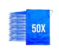 Bazko Lot de 50 Sacs à Gravats | Sac Tissé en PP 50x80 cm | Bleu | Sac de Jardin avec Cordon de Serrage | Sacs de Sable Anti-Inondation à Remplir | Résistant à la Déchirure