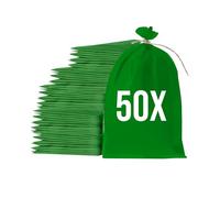 Bazko Lot de 50 Sacs à Gravats | Sac Tissé en PP 50x80 cm | Vert | Sac de Jardin avec Cordelette de Fermeture | Sacs de Sable Anti-Inondation à Remplir | Résistant à la Déchirure