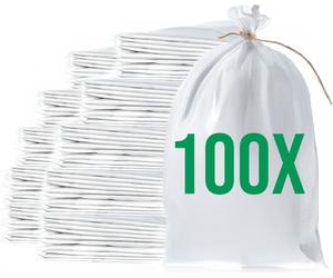 Bazko Sacs à sable vides pour inondations à remplir 100 pièces | Sac en tissu PP 60x100 cm | Sac à sable de protection contre l'eau blanc | Sac de jardin avec ficelle d'attache