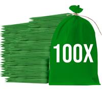 Bazko Sacs à sable vides pour inondations à remplir 100 pièces | Sac en tissu PP 65x105 cm | Sac à sable de protection contre l'eau vert | Sac de jardin avec ficelle d'attache