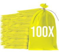 Bazko Sacs à sable vides pour inondations à remplir 100 pièces | Sac en tissu PP 65x105 cm | Sac de sable jaune pour protection contre l'eau | Sac de jardin avec ficelle d'attache