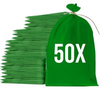 Bazko Sacs à sable vides pour inondations à remplir 50 pièces | Sac en tissu PP 65x105 cm | Sac à sable de protection contre l'eau vert | Sac de jardin avec ficelle d'attache