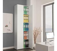 BAZZI Armoire de bureau - Armoire de rangement - Blanc - 60 x 32 x 190 cm - En matériau dérivé du bois - Armoire multi-usages