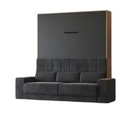 BB Loisir Lit escamotable 160x200cm Vertical Canapé Anthracite Lit Mural Sup M1 Chêne Kaiserberg/Anthracite